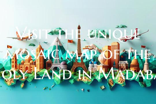Visit the unique mosaic map of the Holy Land in Ma...